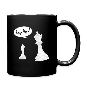 Junge Dame lustiger Spruch Schach zweideutig - Tasse einfarbig - Schwarz - Rechts