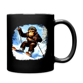 Affen Ski - Tasse einfarbig - Schwarz - Rechts