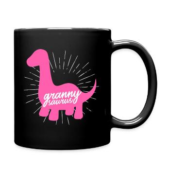 Grannysaurus Lustige rosa Dinosaurier-Großmutter - Tasse einfarbig - Schwarz - Rechts