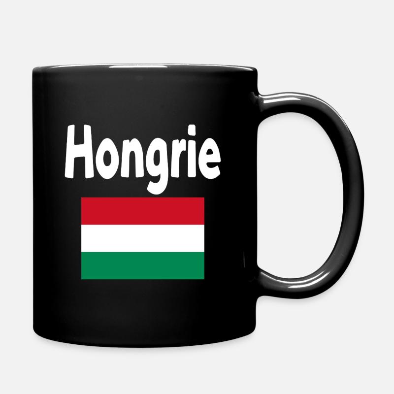 Hongrie Drapeau et mot Hongrie - Mug uni - noir