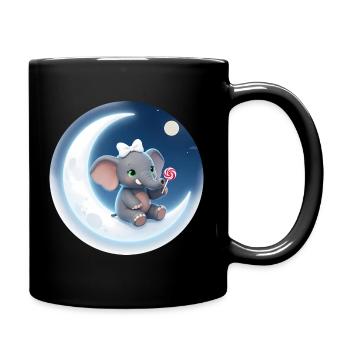 Mondkusch Elefant mit Lolli - Tasse einfarbig - Schwarz - Rechts