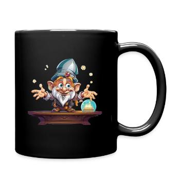 Gnomischer Magier mit Kristallkugel - Tasse einfarbig - Schwarz - Rechts