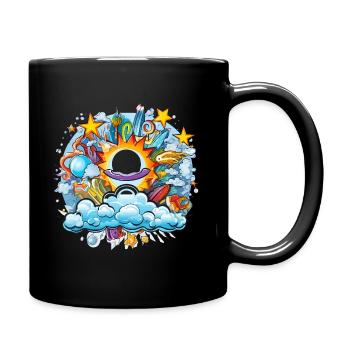 Kosmische Sonnenflug Doodle - Tasse einfarbig - Schwarz - Rechts