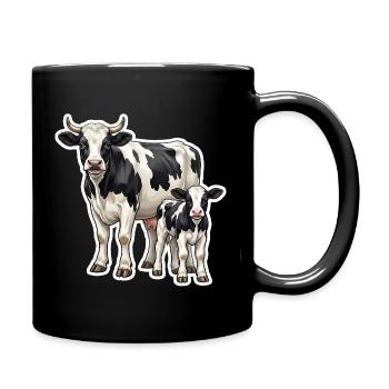Vache Holstein avec veau – Conception de la vie agricole - Mug uni - noir - Droite