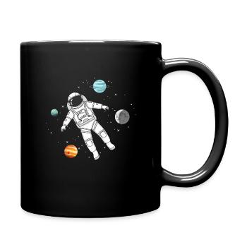 Un astronaute flotte dans l’espace avec des planètes - Mug uni - noir - Droite