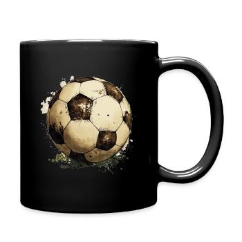 Fußball Ball - Tasse einfarbig - Schwarz - Rechts