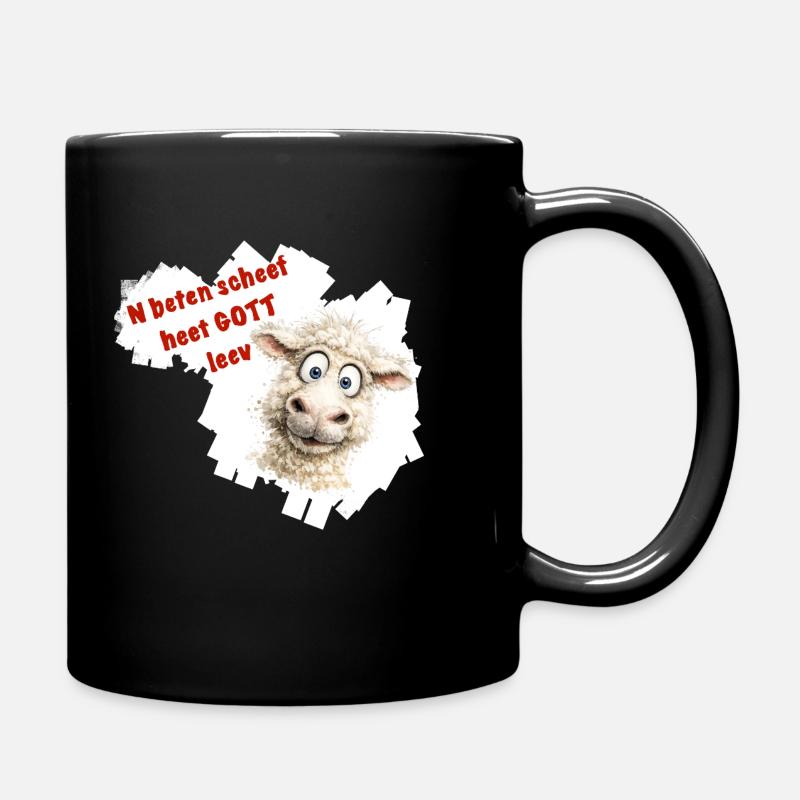 Funny sheep cartoon with red text - Full Colour Mug - black