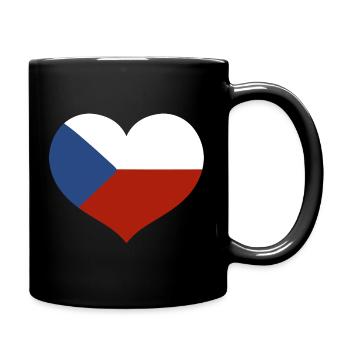 Tschechische Herzflagge - Tasse einfarbig - Schwarz - Rechts