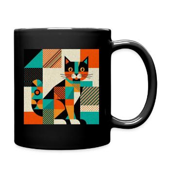 Geometric Cat Silhouette - Full Colour Mug - black - Right
