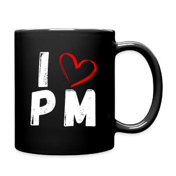 Ich liebe PM | I love PM | Produktmanagement - Tasse einfarbig - Schwarz - Rechts