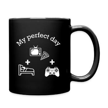 Gaming My Perfect Day - Video Gaming with Friends - Tasse einfarbig - Schwarz - Rechts