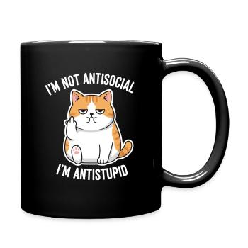 Grumpy Attitude Cat Antistupid - Mug uni - noir - Droite