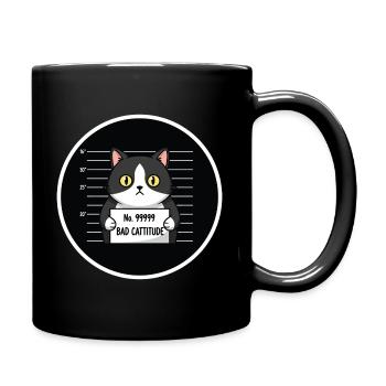 Böses Cattitude-Katzen-Polizeifoto - Tasse einfarbig - Schwarz - Rechts