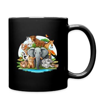 Famille animale colorée dans la jungle - Mug uni - noir - Droite