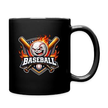 Mascotte de baseball enflammée - Mug uni - noir - Droite