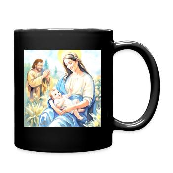 Jesu Geburt – Die Heilige Familie - Tasse einfarbig - Schwarz - Rechts