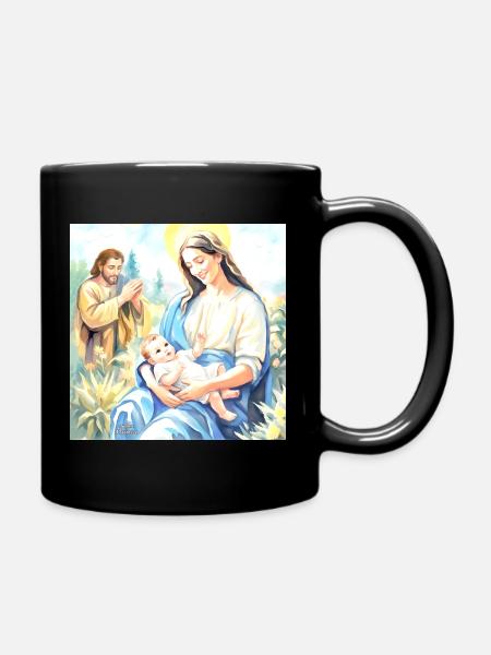 Nativity of Jesus - The Holy Family - Full Colour Mug - black
