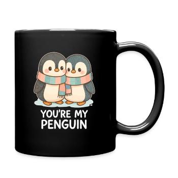 Penguins in love in the snow – You're My Penguin - Full Colour Mug - black - Right