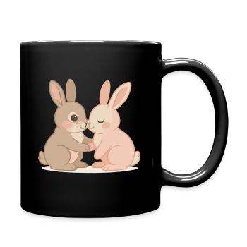 Romantic bunny couple under the stars - Full Colour Mug - black - Right