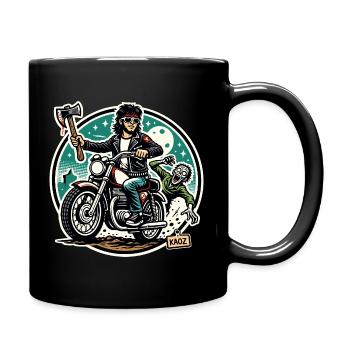 Motorrad Rocker auf Jagd nach Zombies - Tasse einfarbig - Schwarz - Rechts