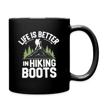 Das Leben ist besser in Wanderschuhen - Tasse einfarbig - Schwarz - Rechts