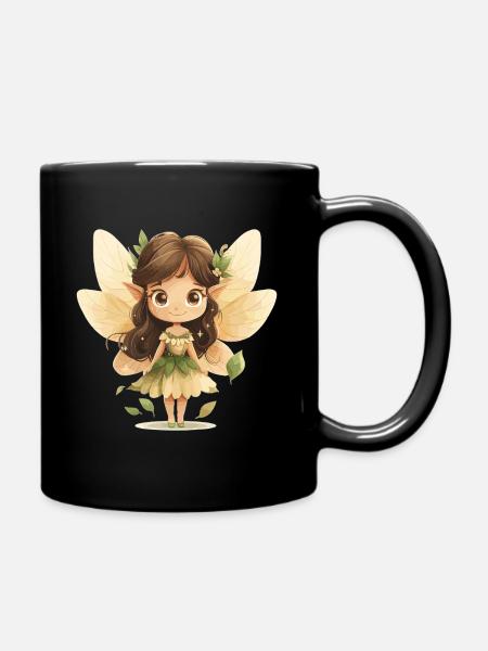 Fille fée en robe de feuille - Mug uni - noir