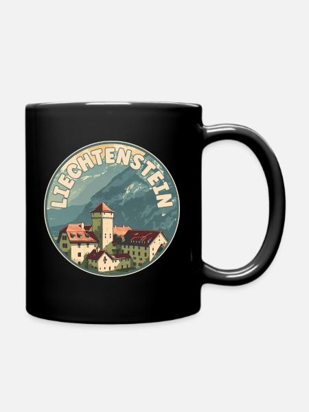 Explore Liechtenstein Vaduz Castle Travel Art - Full Colour Mug - black