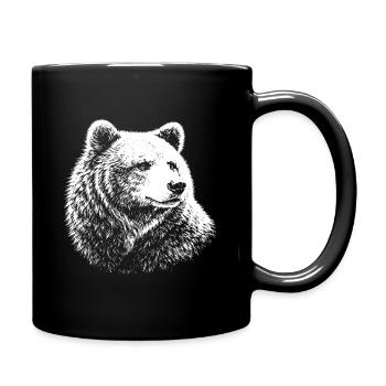Bear – realistic graphics in black and white - Full Colour Mug - black - Right