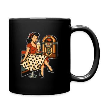 50s Rockabella: Pin-Up in the Diner with Milkshake - Full Colour Mug - black - Right