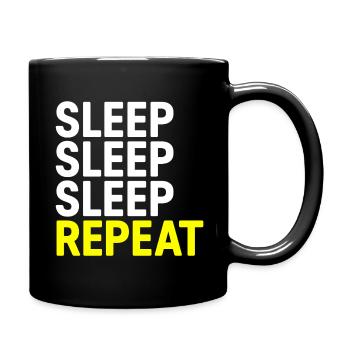 Schlaf Schlaf Schlaf Wiederholung - Tasse einfarbig - Schwarz - Rechts