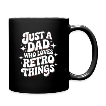 Retro-Papa liebt Retro-Dinge - Tasse einfarbig - Schwarz - Rechts