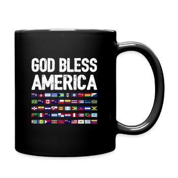 God Bless America Continent All Countries Heritage - Full Colour Mug - black - Right