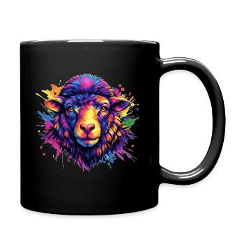 Neonfarbenes Schaf Kopfkunst - Tasse einfarbig - Schwarz - Rechts