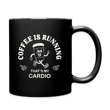 Coffee Is Running – Coffee Drinker Saying retro - Full Colour Mug - black - Right