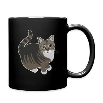 Chat tigré aux pattes blanches - Mug uni - noir - Droite