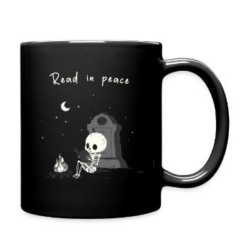Lire en paix – Squelette près du feu - Mug uni - noir - Droite