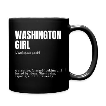 Washington Girl Typo Portrait - Tasse einfarbig - Schwarz - Rechts