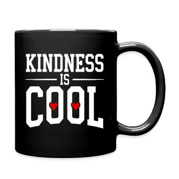 Kindness is Cool Statement with Heart Symbols - Full Colour Mug - black - Right