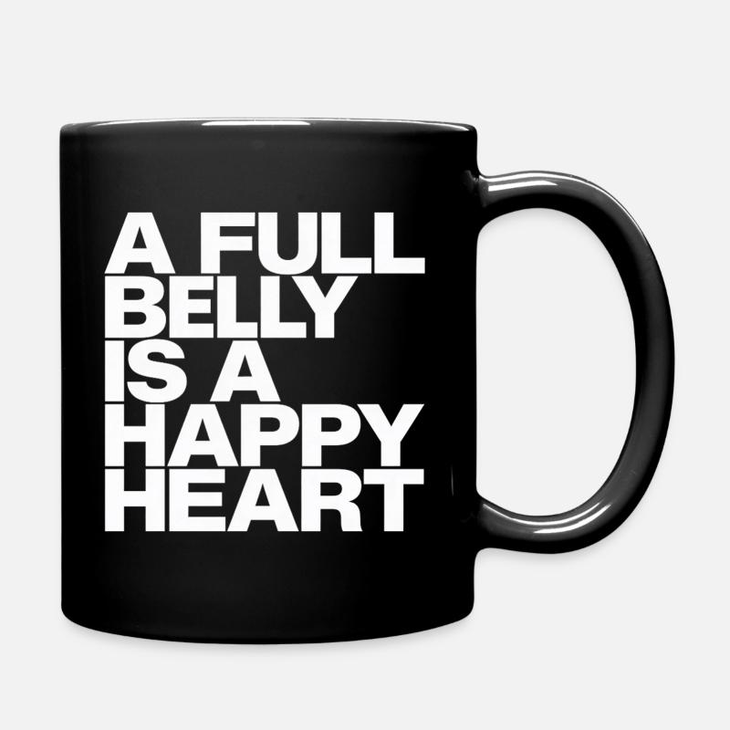 Ventre plein, cœur heureux - Mug uni - noir