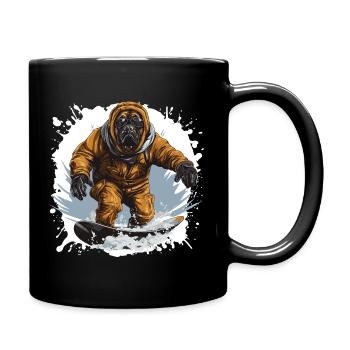 Mastiff Hund Snowboard - Tasse einfarbig - Schwarz - Rechts