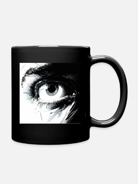 Abstract eye in black and white - Full Colour Mug - black