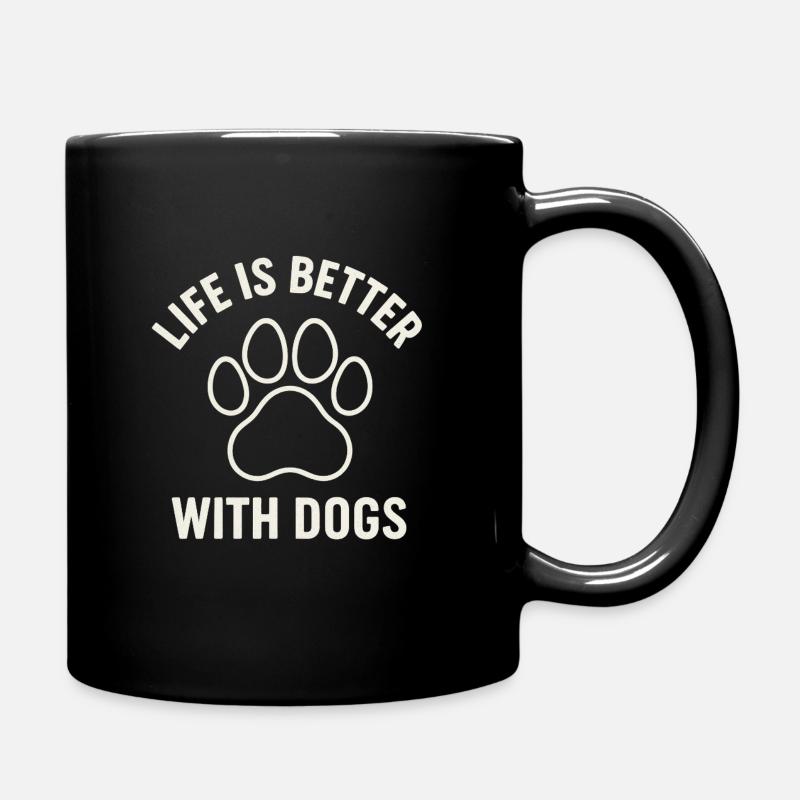 Leben mit Hund: Pfotenliebe - Tasse einfarbig - Schwarz