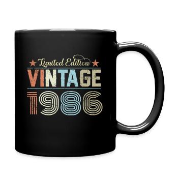 1986 40. Geburtstag - Tasse einfarbig - Schwarz - Rechts