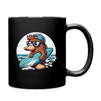 Surfender Biber mit Sonnenbrille - Tasse einfarbig - Schwarz - Rechts