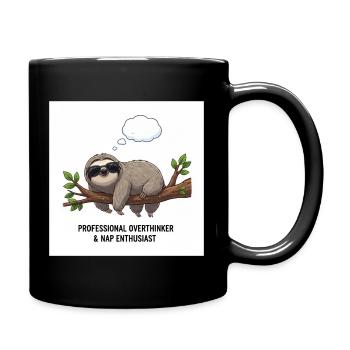 Sloth thinker on Tak - Full Colour Mug - black - Right