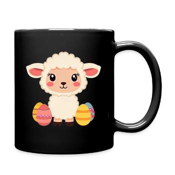 Sheep at Easter - Full Colour Mug - black - Right