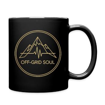 Off-Grid Soul Retro-Futuristische Berglinien-Kunst - Tasse einfarbig - Schwarz - Rechts