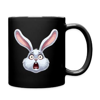 Schockhase Cartoon Illustration - Tasse einfarbig - Schwarz - Rechts