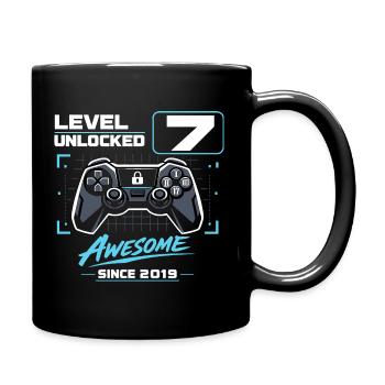 Level 7 Unlocked Gaming Geschenk Jungen - Tasse einfarbig - Schwarz - Rechts