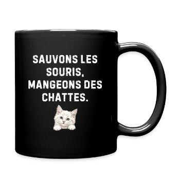 Sauvez les souris – humour chat drôle - Mug uni - noir - Droite